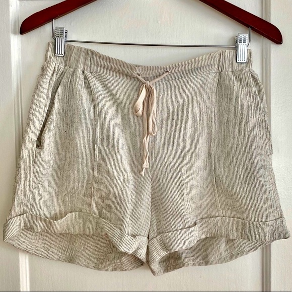 Ellison Pinstripe Linen Shorts - Picture 1 of 5